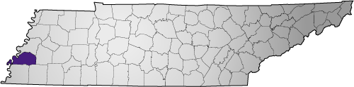 Map of Tennessee highlighting Tipton County's location within the state